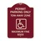 Signmission Permit Parking Tow-Away Zone Maximum Fine Heavy-Gauge Aluminum Sign, 18" L, 24" H, BU-1824-23318 A-DES-BU-1824-23318 - alternate 1